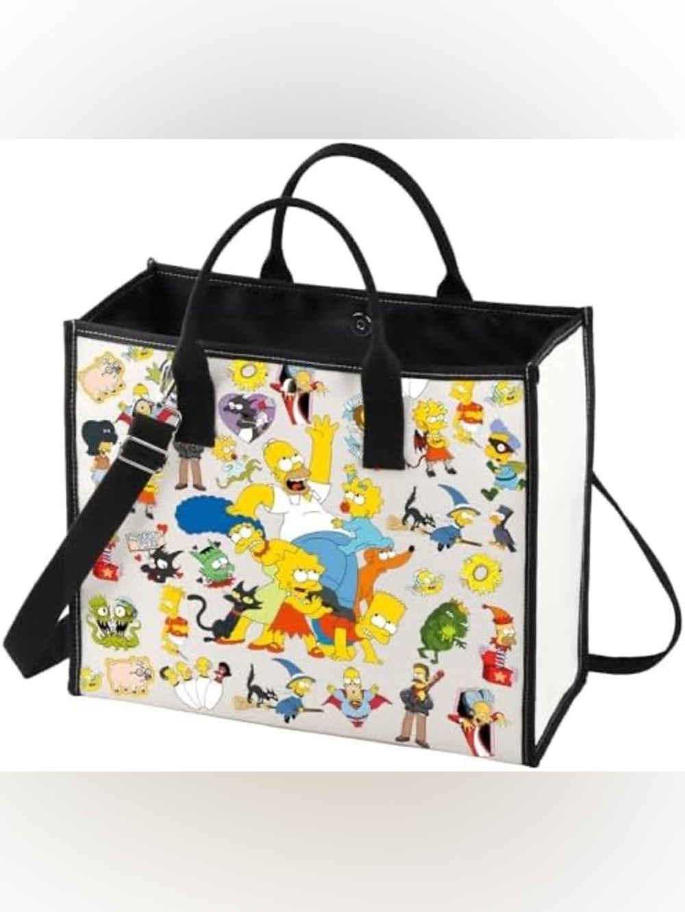 The Simpsons Family Character Collage Tote Bag w/ Removeable Crossbody Strap NWT